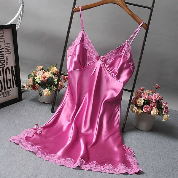 lace summer pajamas imitation women's large size nightdress silk v-neck home clothes, Black;red
lace summer pajamas imitation women's large size nightdress silk v-neck home clothes, Black;red