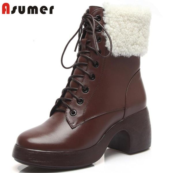 asumer 2021 genuine leather ankle boots women winter shoes thick fur warm vintage high heel platform boots women, Black
asumer 2021 genuine leather ankle boots women winter shoes thick fur warm vintage high heel platform boots women, Black