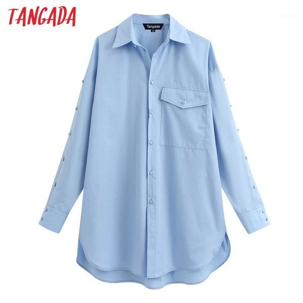 tangada women oversized blue shirts buttons long sleeve solid elegant office ladies long blouses be8291, White
tangada women oversized blue shirts buttons long sleeve solid elegant office ladies long blouses be8291, White