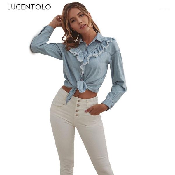 lugentolo denim shirts women edging solid color long sleeve turn-down collar tassel casual fashion women blouses1, White
lugentolo denim shirts women edging solid color long sleeve turn-down collar tassel casual fashion women blouses1, White