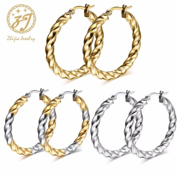 hoop & huggie zhijia luxury wave cirle earrings 3 color stainless steel creole earring for women party jewelry, Golden;silver
hoop & huggie zhijia luxury wave cirle earrings 3 color stainless steel creole earring for women party jewelry, Golden;silver