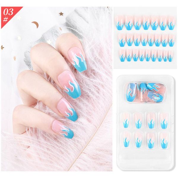 24pcs/set punk fake nails short design fire pattern false nails girls finished full nail decal beauty artificial nail art tips, Red;gold
24pcs/set punk fake nails short design fire pattern false nails girls finished full nail decal beauty artificial nail art tips, Red;gold