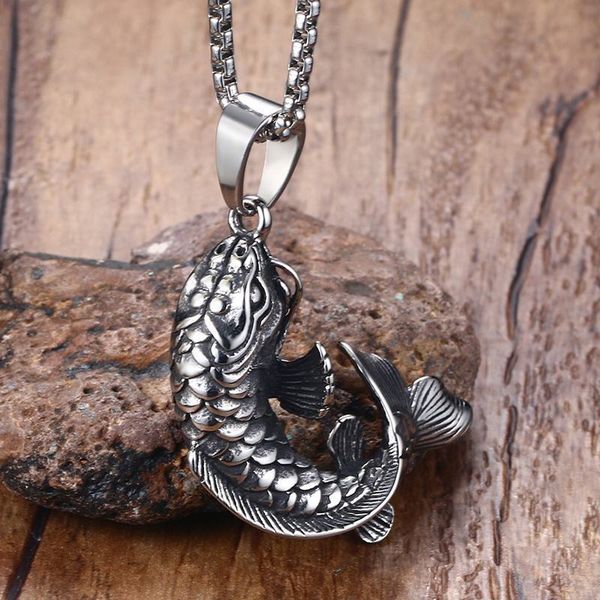 mens goldfish hooked 3d koi fish pendant necklace in stainless steel mythical ocean jewelry collares collier colar 201013, Silver
mens goldfish hooked 3d koi fish pendant necklace in stainless steel mythical ocean jewelry collares collier colar 201013, Silver
