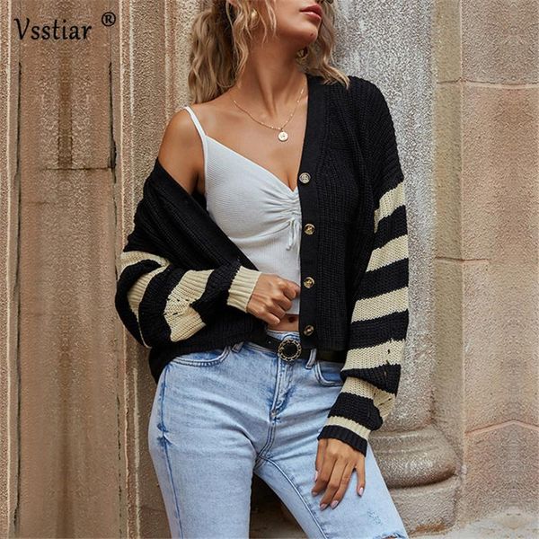 women's knits & tees winter loose sweaters cardigans women 2021 striped long sleeve casual v neck sweater black knitted autumn coats, White
women's knits & tees winter loose sweaters cardigans women 2021 striped long sleeve casual v neck sweater black knitted autumn coats, White