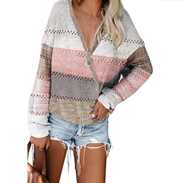 womens casual patchwork v-neck sweaters autumn winter long sleeve sweater loose knit pullover pull femme jersey mujer, White;black
womens casual patchwork v-neck sweaters autumn winter long sleeve sweater loose knit pullover pull femme jersey mujer, White;black