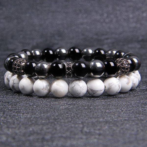 2pcs men charm bracelet natural stone hematite beads bracelet 8mm white turquoises howlite beads jewelry male gifts, Black
2pcs men charm bracelet natural stone hematite beads bracelet 8mm white turquoises howlite beads jewelry male gifts, Black
