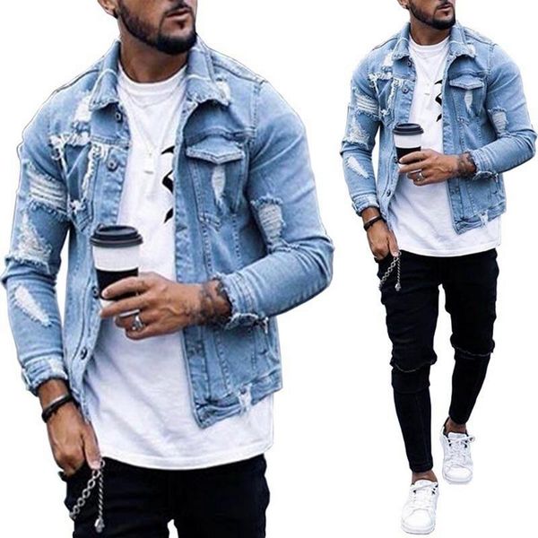 men denim jacket hole ripped men coat moto biker jeans jacket pockets chaquetas hombre washed jeans bomber jackets, Black;brown
men denim jacket hole ripped men coat moto biker jeans jacket pockets chaquetas hombre washed jeans bomber jackets, Black;brown