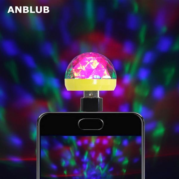 anblub usb свет этапа диско музыка magic ball lamp изменение цвета клуба party главная эффект освещения для мобильного телефона пк мощность