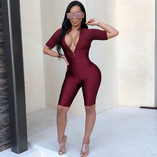women skinny jumpsuit mini playsuits stretch overall front zip shorts female romper tight jumpersuits combinaison femme t200704, Black;white
women skinny jumpsuit mini playsuits stretch overall front zip shorts female romper tight jumpersuits combinaison femme t200704, Black;white