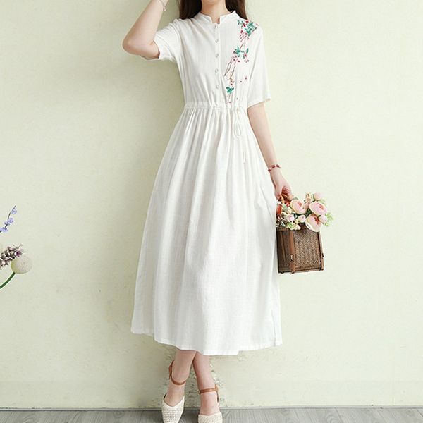 literature and mian ma qun dress mian ma qun art 2020 cotton hemp dress women's short sleeve waist shows thin embroidery long skirt wid, Black;gray
literature and mian ma qun dress mian ma qun art 2020 cotton hemp dress women's short sleeve waist shows thin embroidery long skirt wid, Black;gray