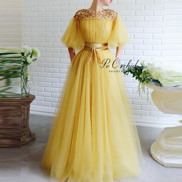 peorchid elegant 2020 prom dress gold tulle white beaded half sleeves a line robe soire longue party gowns1, White;black
peorchid elegant 2020 prom dress gold tulle white beaded half sleeves a line robe soire longue party gowns1, White;black