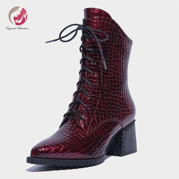 original intention patent leather ankle boots woman winter boots square heels pointed toe shoes woman lace-up warm shoes1, Black
original intention patent leather ankle boots woman winter boots square heels pointed toe shoes woman lace-up warm shoes1, Black