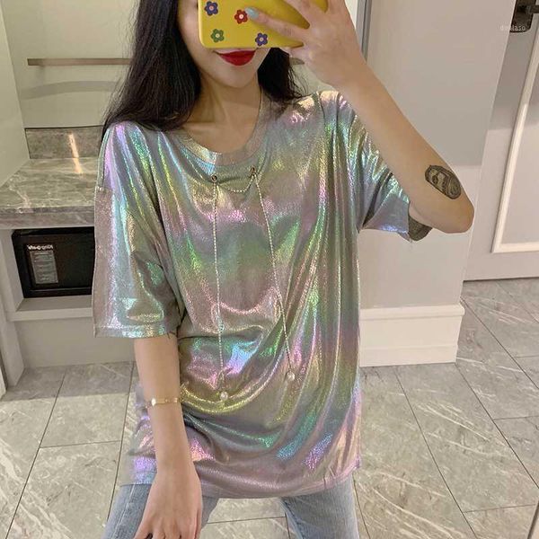 women's fashion sequins color short-sleeved t-shirt summer o-neck t-shirt street hip-hop club party bottoming shirt1, White
women's fashion sequins color short-sleeved t-shirt summer o-neck t-shirt street hip-hop club party bottoming shirt1, White