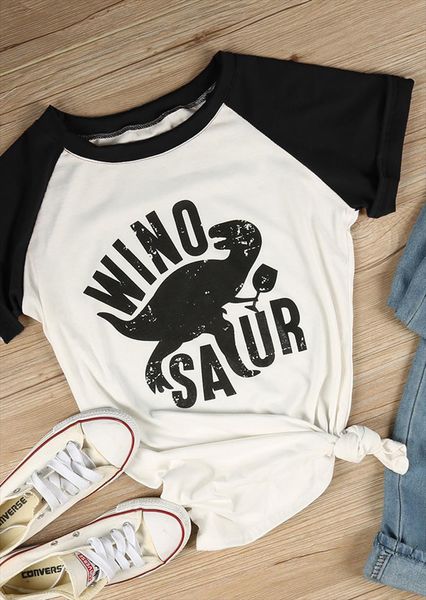 fasion women tees raglan winosaur dinosaur print o neck women t shirt summer short sleeve casual cartoon t shirt, White 
fasion women tees raglan winosaur dinosaur print o neck women t shirt summer short sleeve casual cartoon t shirt, White
