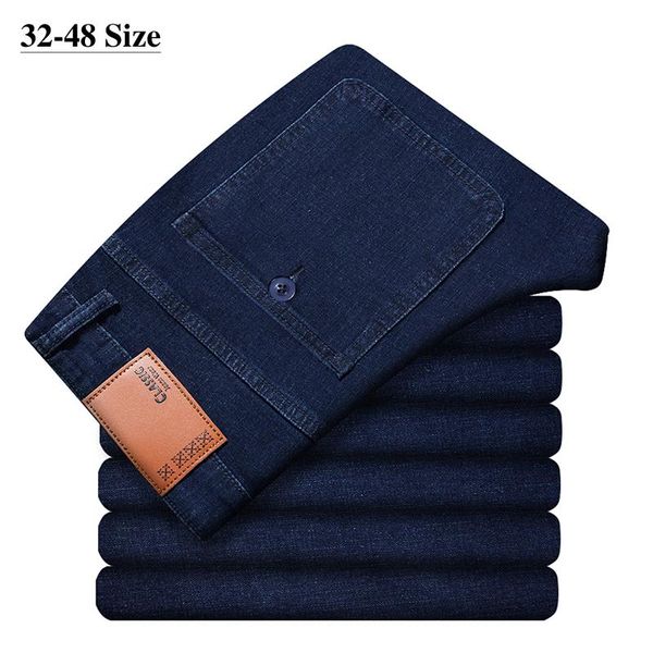 plus size 42 44 46 48 men's casual jeans fashion big pocket blue stretch denim pants loose straight trousers male brand 
plus size 42 44 46 48 men's casual jeans fashion big pocket blue stretch denim pants loose straight trousers male brand
