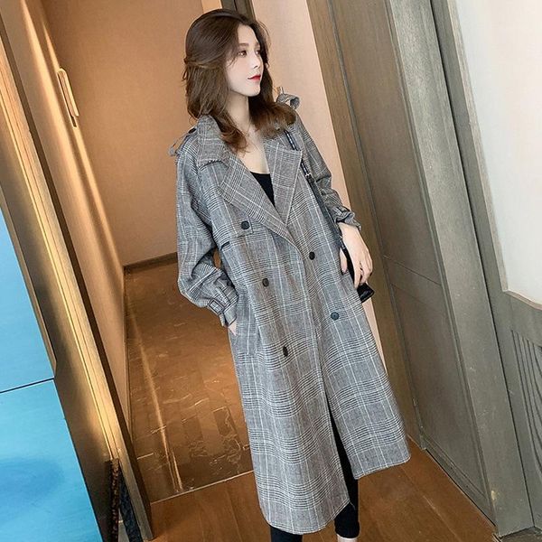 2020 fashion autumn double breasted notech casual loose big size long type gray plaid women woolen coat1, Tan;black
2020 fashion autumn double breasted notech casual loose big size long type gray plaid women woolen coat1, Tan;black