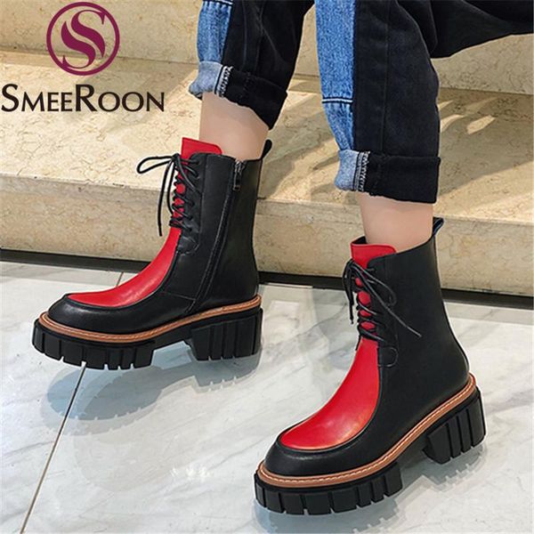smeeroon 2020 genuine leather boots fashion lace up mixed colors ladies shoes autumn winter platform ankle boots for woman, Black
smeeroon 2020 genuine leather boots fashion lace up mixed colors ladies shoes autumn winter platform ankle boots for woman, Black