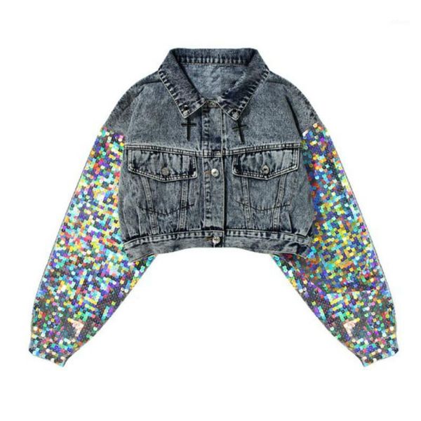 chic bomber sequins denim jacket cowboy coat lapel lantern sleeved mixed color sequined dance stage cardigan high waist 1, Black;brown
chic bomber sequins denim jacket cowboy coat lapel lantern sleeved mixed color sequined dance stage cardigan high waist 1, Black;brown