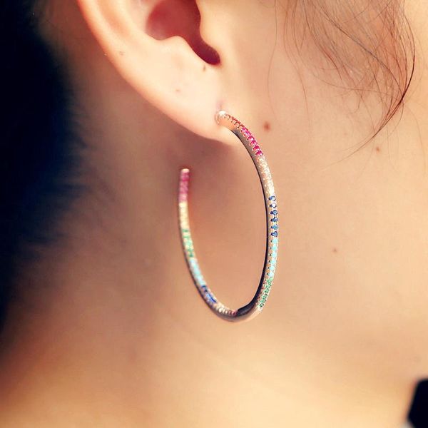 hoop & huggie rose gold color big round rainbow earrings colorful shiny cz 45mm circle for lady fashion delicate jewelry as gift, Golden;silver
hoop & huggie rose gold color big round rainbow earrings colorful shiny cz 45mm circle for lady fashion delicate jewelry as gift, Golden;silver