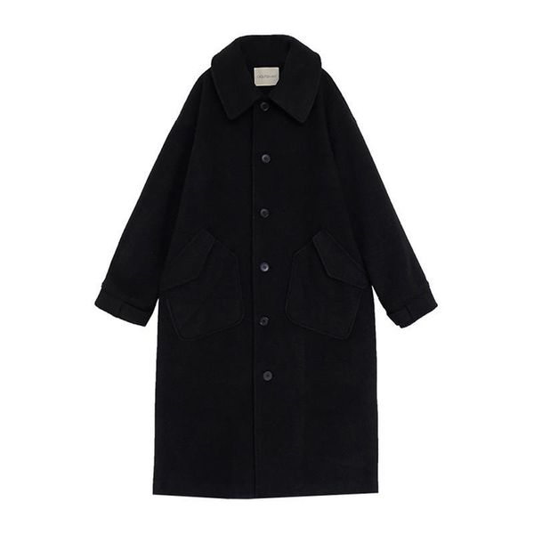 women's wool & blends 2021 korean version of coat loose simple retro woolen overcoat medium length cotton padded jacket a270, Black
women's wool & blends 2021 korean version of coat loose simple retro woolen overcoat medium length cotton padded jacket a270, Black