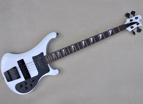 4 strings white electric bass guitar with rosewood fretboard,black pickguard/binding/hardware
4 strings white electric bass guitar with rosewood fretboard,black pickguard/binding/hardware