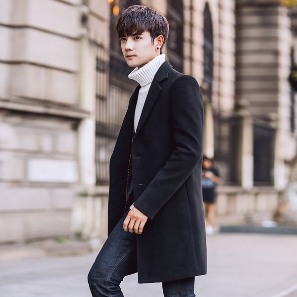 brand men's jackets the overcoat pure color long style woolen for male outer wear clothing kg-431, Black
brand men's jackets the overcoat pure color long style woolen for male outer wear clothing kg-431, Black