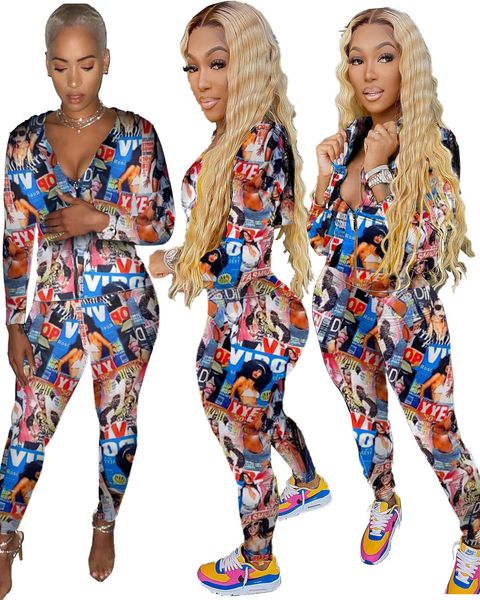 selling women designers clothes 2020 fall winter two piece set tracksuit of cute leisure sports printed zipper women sweatsuits, White
selling women designers clothes 2020 fall winter two piece set tracksuit of cute leisure sports printed zipper women sweatsuits, White