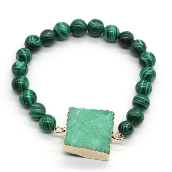 kraft-beads light yellow gold color irregular sqaure shape crystal dyed green with round beads malachite stone bracelet, Golden;silver
kraft-beads light yellow gold color irregular sqaure shape crystal dyed green with round beads malachite stone bracelet, Golden;silver