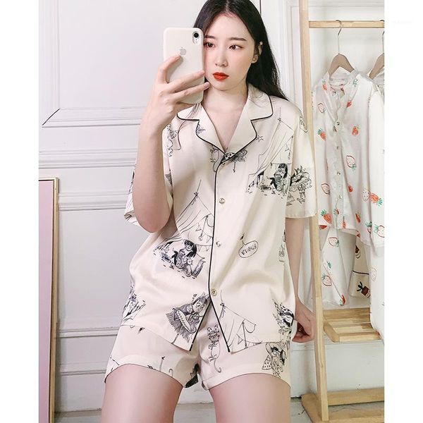 rayon short sleeve summer pajamas suit loose lady homewear 2pcs shirt&shorts print cartoon casual pajamas set cute homewear1, Black;red
rayon short sleeve summer pajamas suit loose lady homewear 2pcs shirt&shorts print cartoon casual pajamas set cute homewear1, Black;red