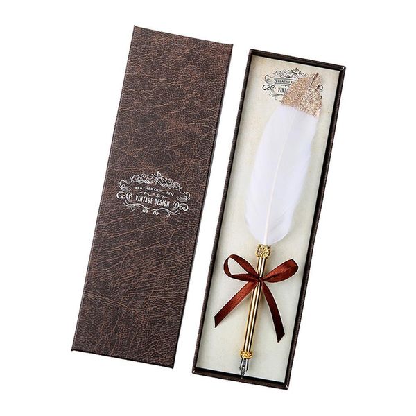 retro white feather dip business signature pens wedding quill fountain pen with 5 nib christmas stationery gift box
retro white feather dip business signature pens wedding quill fountain pen with 5 nib christmas stationery gift box