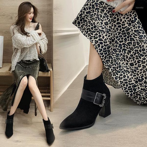 boots 2021 autumn winter fashion women buckle ankle crystal faux suede pointed toe thick high heels party shoes woman shoes1, Black
boots 2021 autumn winter fashion women buckle ankle crystal faux suede pointed toe thick high heels party shoes woman shoes1, Black