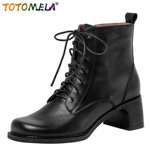 boots totomela 2021 genuine leather shoes women thick heel casual round toe lace up zip vintage ankle woman, Black
boots totomela 2021 genuine leather shoes women thick heel casual round toe lace up zip vintage ankle woman, Black