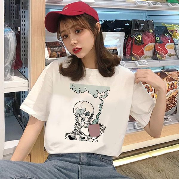 kawaii horro skull drink coffee femal tshirt cartoon tees casual t shirt women harajuku short sleeve, White
kawaii horro skull drink coffee femal tshirt cartoon tees casual t shirt women harajuku short sleeve, White