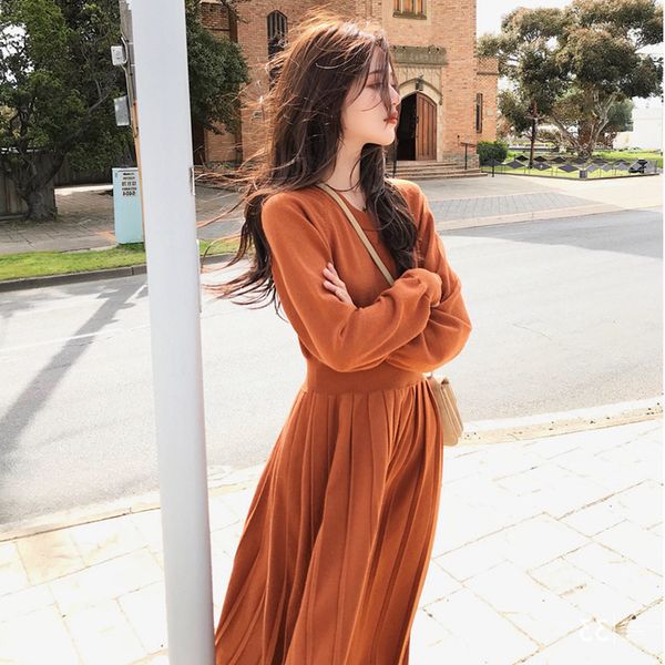 autumn dress women new korean temperament high waist gentle wind pleated long-sleeved knitted spring and autumn sweater dress lj201112, White;black
autumn dress women new korean temperament high waist gentle wind pleated long-sleeved knitted spring and autumn sweater dress lj201112, White;black