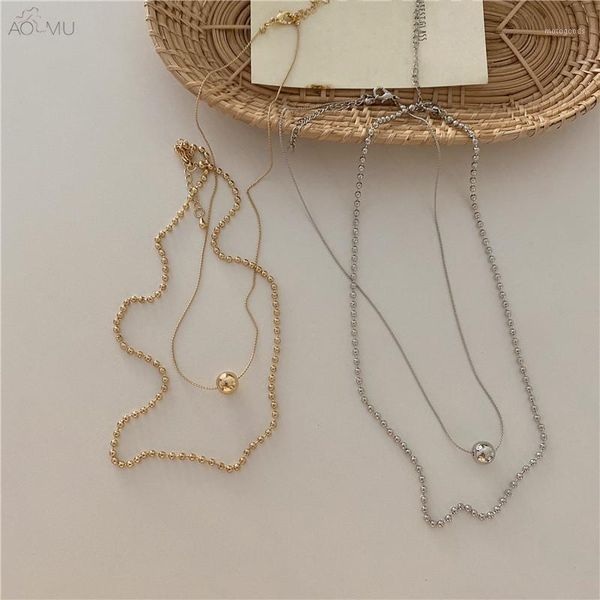 chokers aomu 2021 korean retro double layer round ball pendant necklace gold silver color bead for women jewelry party1, Golden;silver
chokers aomu 2021 korean retro double layer round ball pendant necklace gold silver color bead for women jewelry party1, Golden;silver