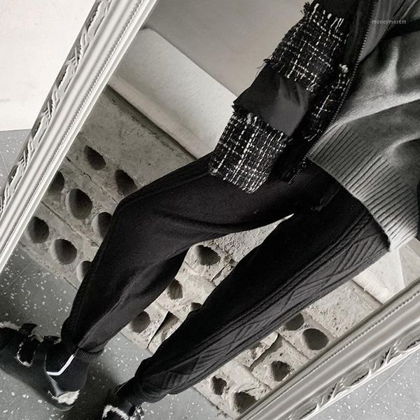 women's pants & capris thicken women harem casual drawstring twisted knitted female chic warm sweater trousers 2021 winter1, Black;white
women's pants & capris thicken women harem casual drawstring twisted knitted female chic warm sweater trousers 2021 winter1, Black;white