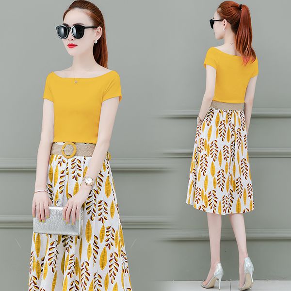 of parts slash neck upper and skirt if female floral pattern two summer clothes femme deux pieces txzn, White
of parts slash neck upper and skirt if female floral pattern two summer clothes femme deux pieces txzn, White