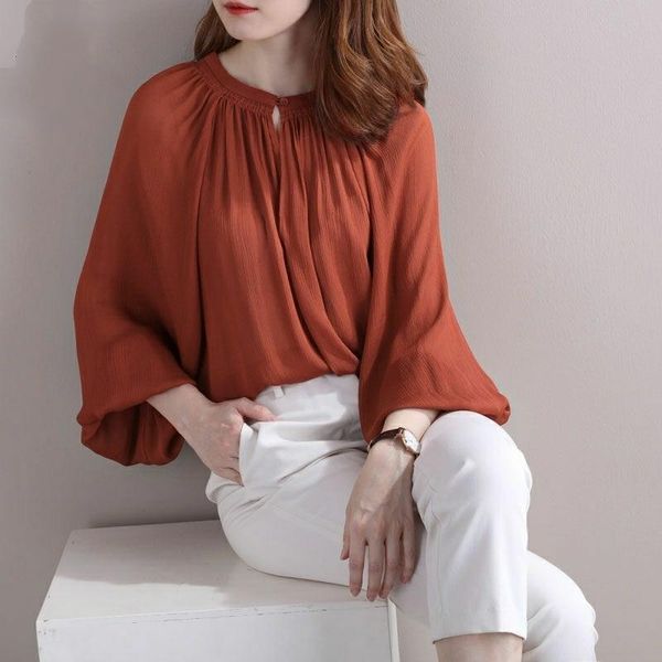 women's spring summer style chiffon blouse shirt women's solid color lantern sleeve button o-neck casual loose sp1124, White
women's spring summer style chiffon blouse shirt women's solid color lantern sleeve button o-neck casual loose sp1124, White