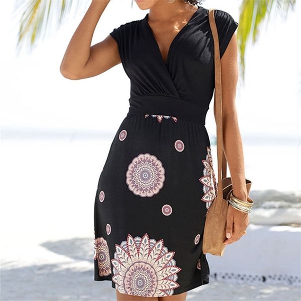 new black print boho dresses women summer casual deep v-neck sleeveless back hollow out a-line beach style short dress t200603, White;black
new black print boho dresses women summer casual deep v-neck sleeveless back hollow out a-line beach style short dress t200603, White;black