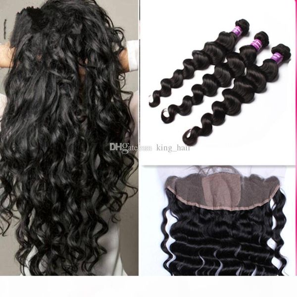9a loose wave human hair bundles with lace frontal closure part silk base ear to ear lace frontals with bundles 4pcs lot, Black
9a loose wave human hair bundles with lace frontal closure part silk base ear to ear lace frontals with bundles 4pcs lot, Black