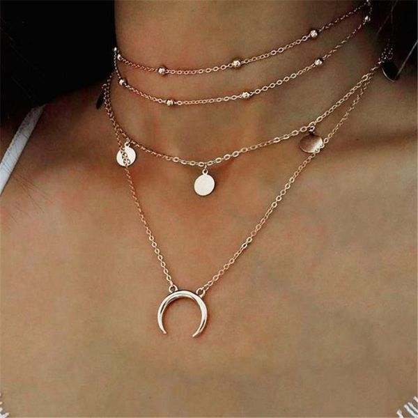 unique round piece moon pendant multi-layer round bead clavicle necklace jewelryb154, Silver
unique round piece moon pendant multi-layer round bead clavicle necklace jewelryb154, Silver