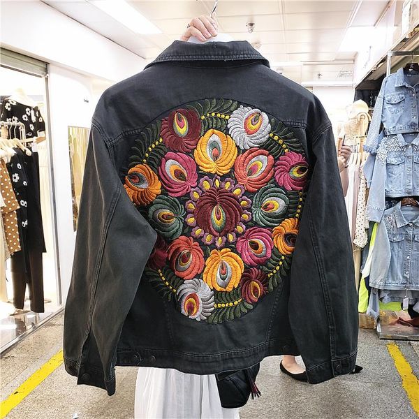 vintage oversized multi floral embroidered denim jacket women cowboy long sleeve lapel casual denim coat streetwear outwear, Black;brown
vintage oversized multi floral embroidered denim jacket women cowboy long sleeve lapel casual denim coat streetwear outwear, Black;brown