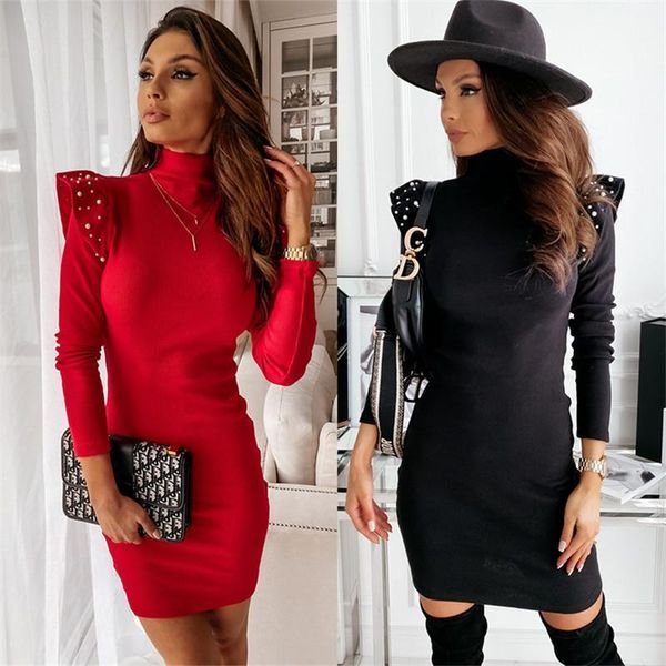 casual women bodycon dress 2020 winter fashion turtleneck long sleeves rivet mini dress1, Black;gray
casual women bodycon dress 2020 winter fashion turtleneck long sleeves rivet mini dress1, Black;gray