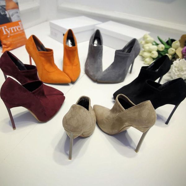 boots autumn winter est pointed toe ankle nude suede high heels shoe thin elastic band short boot for woman black grey
boots autumn winter est pointed toe ankle nude suede high heels shoe thin elastic band short boot for woman black grey