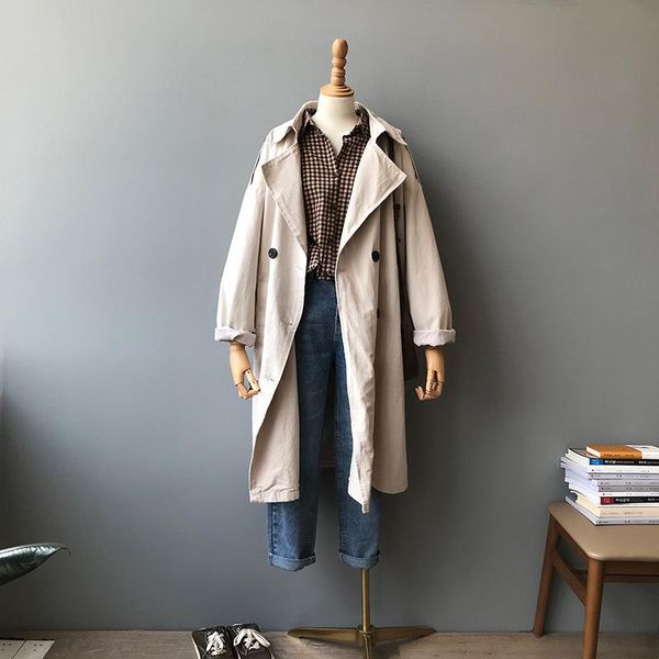 women's trench coats autumn long coat korean version of the wild loose solid color lapel sleeves paragraph for women, Tan;black
women's trench coats autumn long coat korean version of the wild loose solid color lapel sleeves paragraph for women, Tan;black