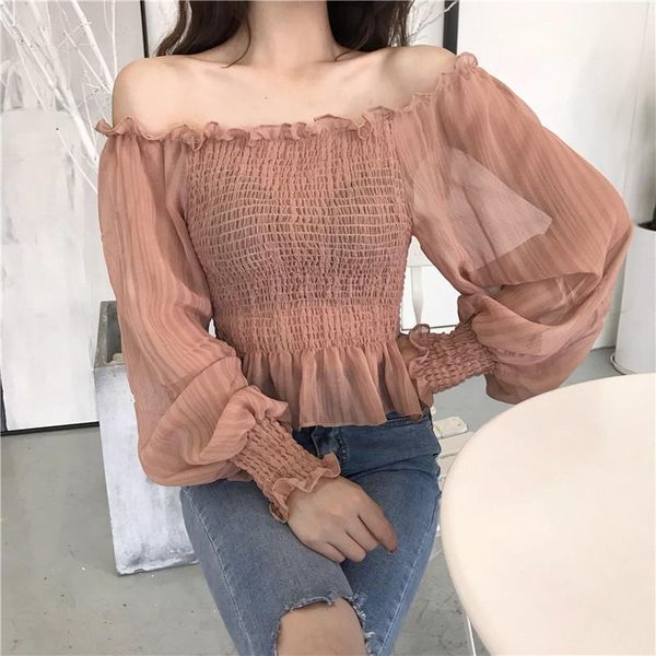 women's blouses & shirts womens long sleeve solid chiffon and ladies vintage ruffles slash neck butterfly casual blusas mujer, White
women's blouses & shirts womens long sleeve solid chiffon and ladies vintage ruffles slash neck butterfly casual blusas mujer, White