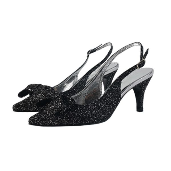 2021 new sharp-headed sequins, shallow-mouth thin heels, bow knots, empty shoes, heels. ekxt, Black
2021 new sharp-headed sequins, shallow-mouth thin heels, bow knots, empty shoes, heels. ekxt, Black