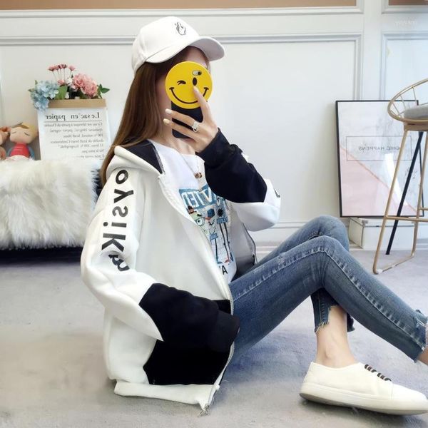 women harajuku hoodies fashion letter print pocket zip up hooded sweatshirt female students hooded pullover outerwear streetwear1, Black
women harajuku hoodies fashion letter print pocket zip up hooded sweatshirt female students hooded pullover outerwear streetwear1, Black