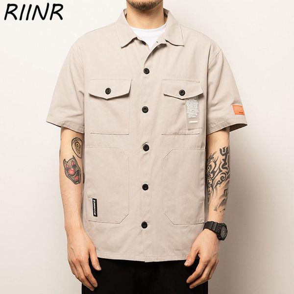 riinr summer men's shirt fashion plus size tooling pocket short-sleeved men -5xl kg-882, White;black
riinr summer men's shirt fashion plus size tooling pocket short-sleeved men -5xl kg-882, White;black