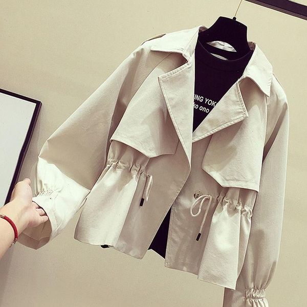 women short trench 2021 new spring casual trench coat with sashes oversize double breasted vintage cloak overcoats windbreaker, Tan;black
women short trench 2021 new spring casual trench coat with sashes oversize double breasted vintage cloak overcoats windbreaker, Tan;black